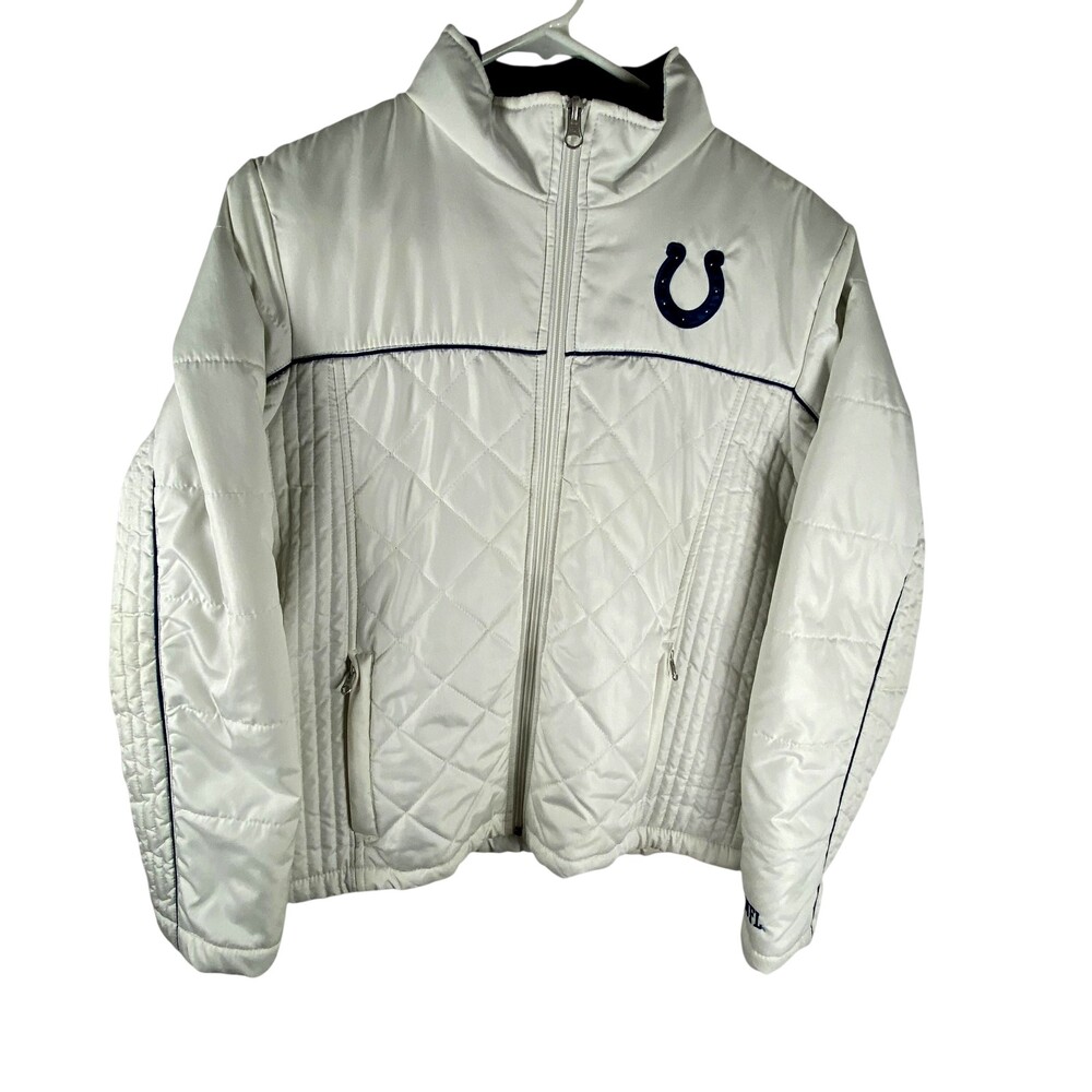 Indianapolis Colts Jacket Womens Medium White NFL Football Team Apparel Quilted